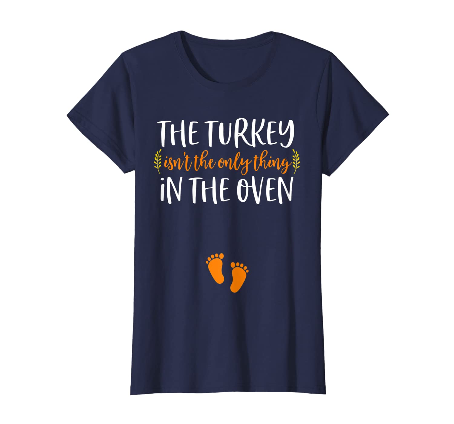 Womens Thanksgiving Pregnancy Announcement Shirt Turkey Baby Reveal T-Shirt-image-699565908