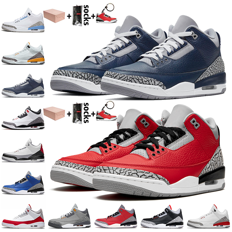 

Top Quality With Box Jumpman 3 3s Mens Basketball Shoes Georgetown Midnight Navy Red Cement UNC Katrina JTH NRG Laser Orange Sports Sneakers, #1 georgetown midnight navy 40-47