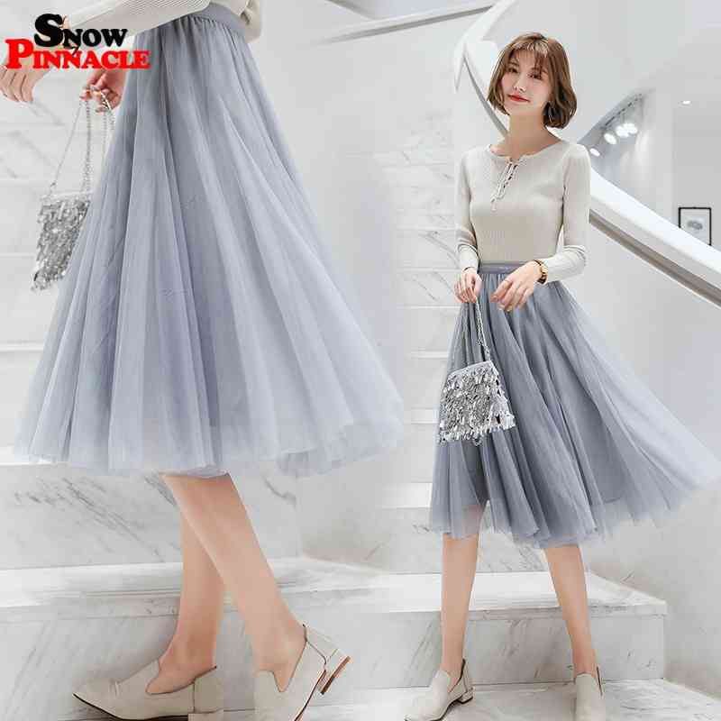 

Women skirts Summer Lace Princess Fairy Style 3 layers Voile Tulle Skirt Bouffant Puffy Fashion Long Tutu s 210524, White 68cm