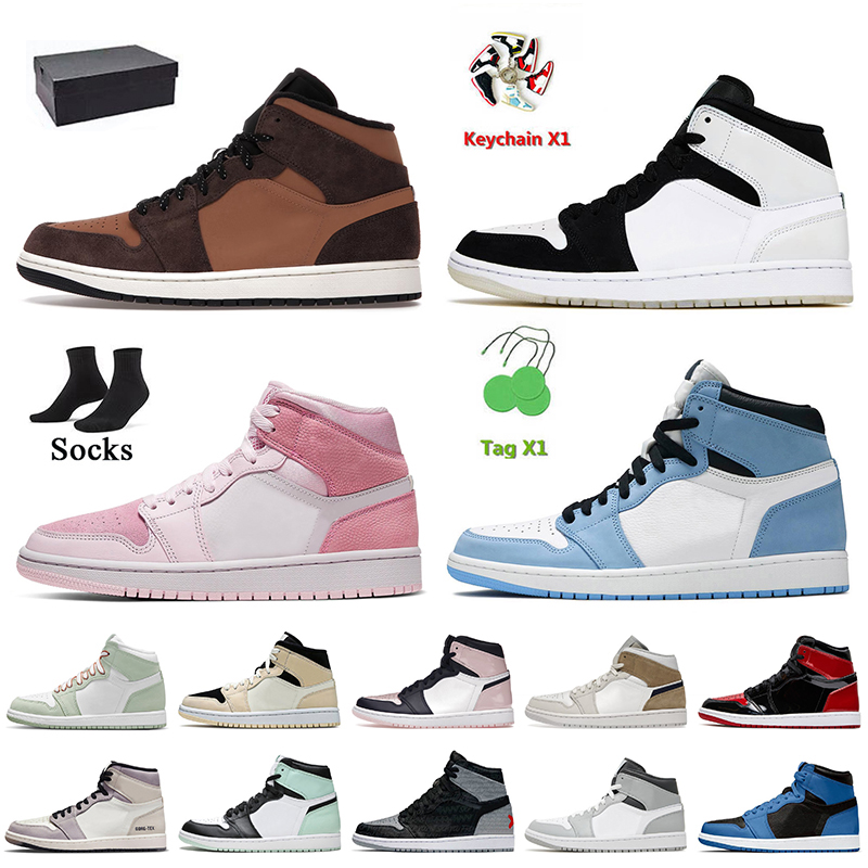 

Jumpman 1 1s Basketball Shoes Women Mens Mid Dark Chocolate Diamond Shorts Digital Pink University Blue High OG Patent Bred Atmosphere Trainers With Socks Sneakers, E11 shadow 2.0 36-47