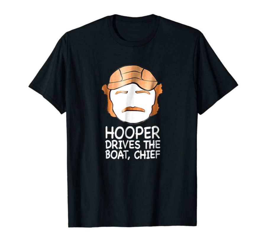 

R1 Jaws Quote Hooper Drives The Boat Chief Funny Black T-Shirt S-6XL, White;black