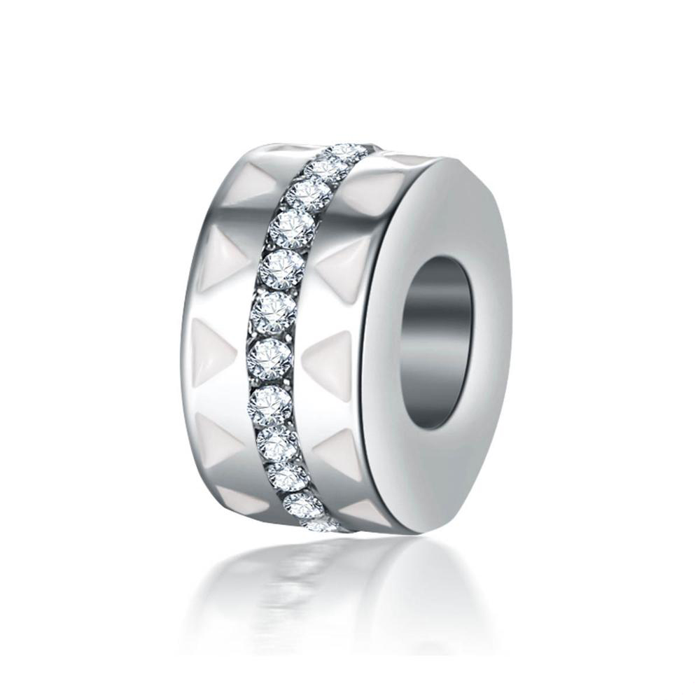 

100% Real 925 Sterling Silver Space Round Beads Charms Fit Original Pandora Bracelet Silver Jewelry Gift, Bronze;silver