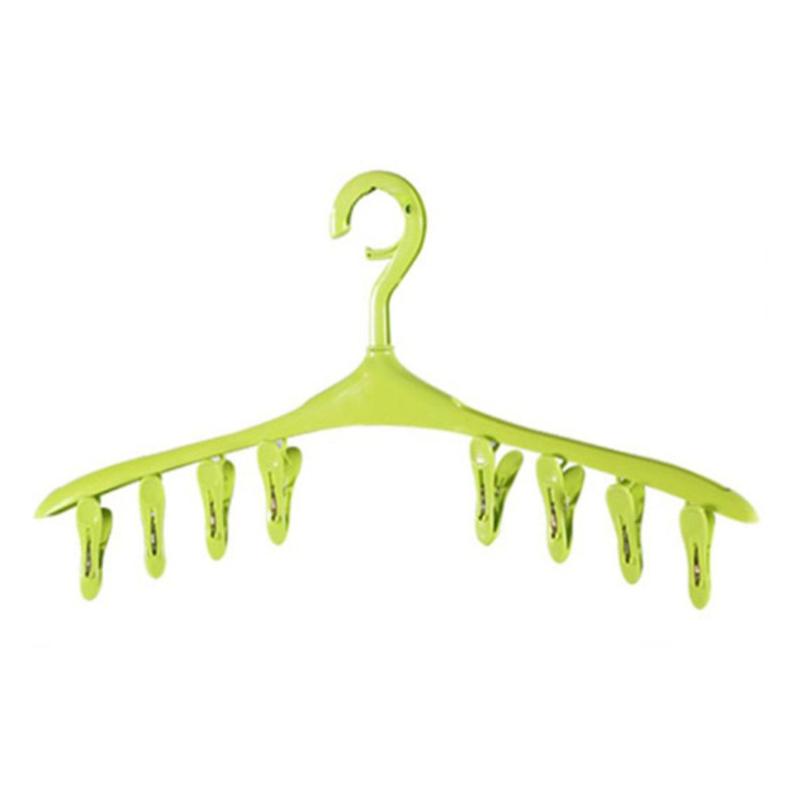 

Hangers & Racks Windproof 8 Clips Multifunctional Space Saving Hanger Cloth Socks Hook Folding Dryer Rack