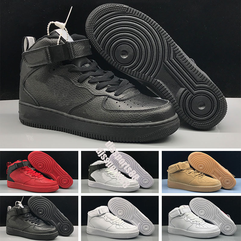 

2021 Forces Men Low Skateboard Shoes One Unisex Knit Euro High Women All White Black Red Leather Trainer Sneaker 36-45, Without box