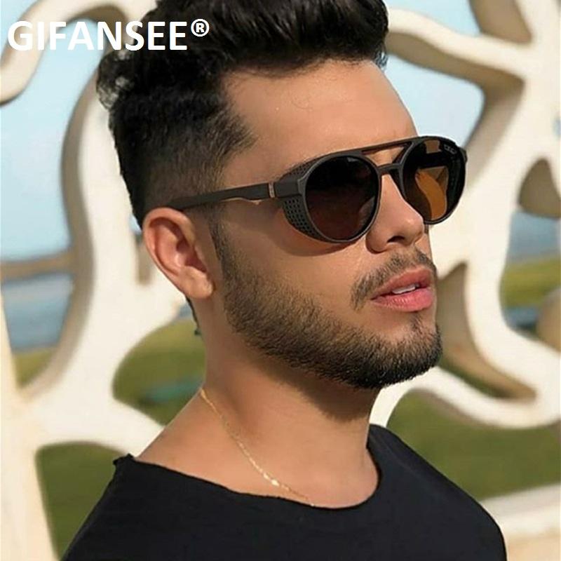 

Sunglasses Round Hollow Steampunk Vintage Men Goggles Retro Punk Glasses Women Twin-Beams Shades Eyewear Spectacles UV400 Mirror, White;black