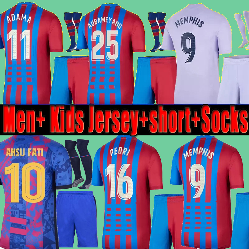 

21 22 Ferran ADAMA Soccer Jerseys MEMPHIS PEDRI ANSU FATI Men Adult Kids +Short Socks Full Set Kits 2021 2022 DEST DANI ALVES Camisetas Football Shirts unifrom, Third jerseys+shorts+socks