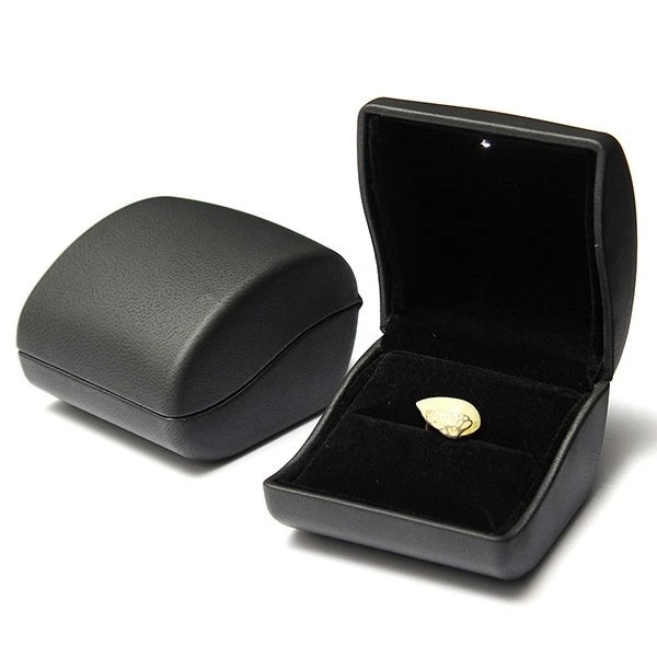 

Luxury Black PU Leather bags LED Lighted Ring Box Jewelry Wedding Gift Case