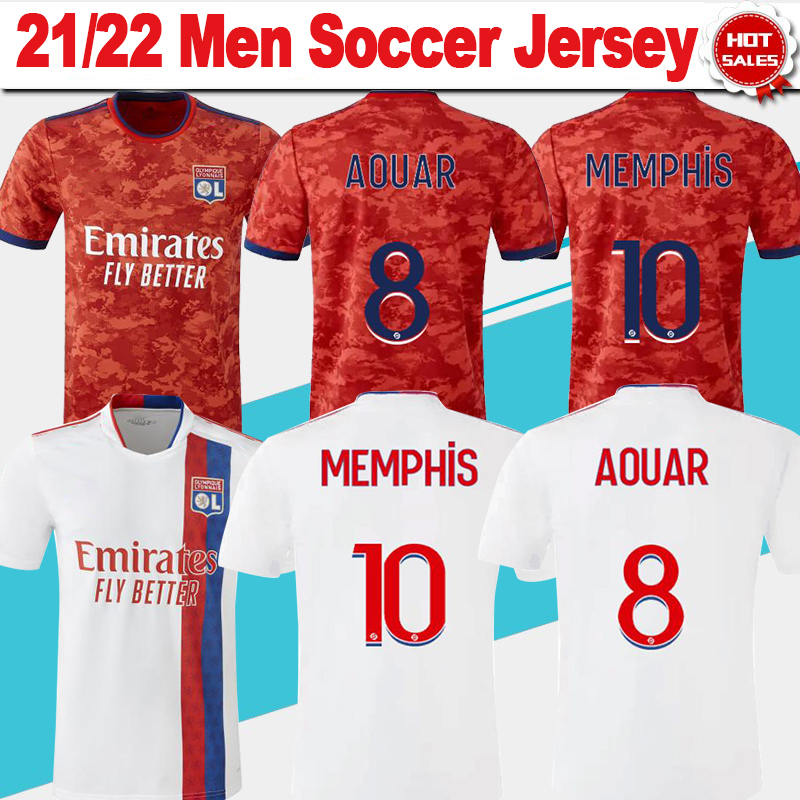

Olympique Lyonnais Home White Soccer Jersey 21/22 MEMPHIS BRUNOG BACHA Lyon Away Red Soccer Shirt 2021/2022 Men fans version CHERKI Lyons Football uniform On sale, No name no number