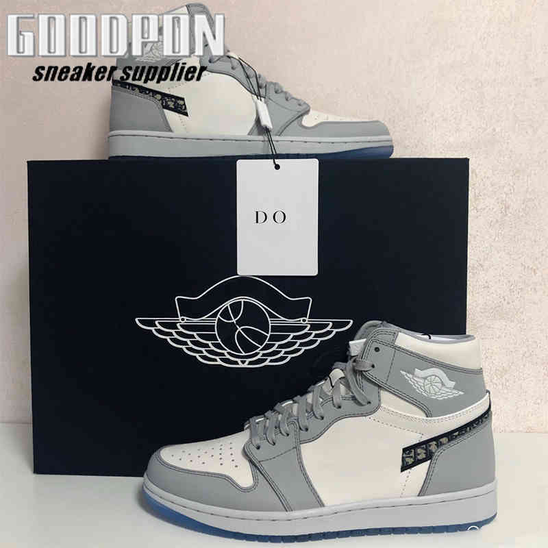 

Top Quality Jumpman 1 Womens Mens Basketball Shoes 1S White Gray sneaker, #1