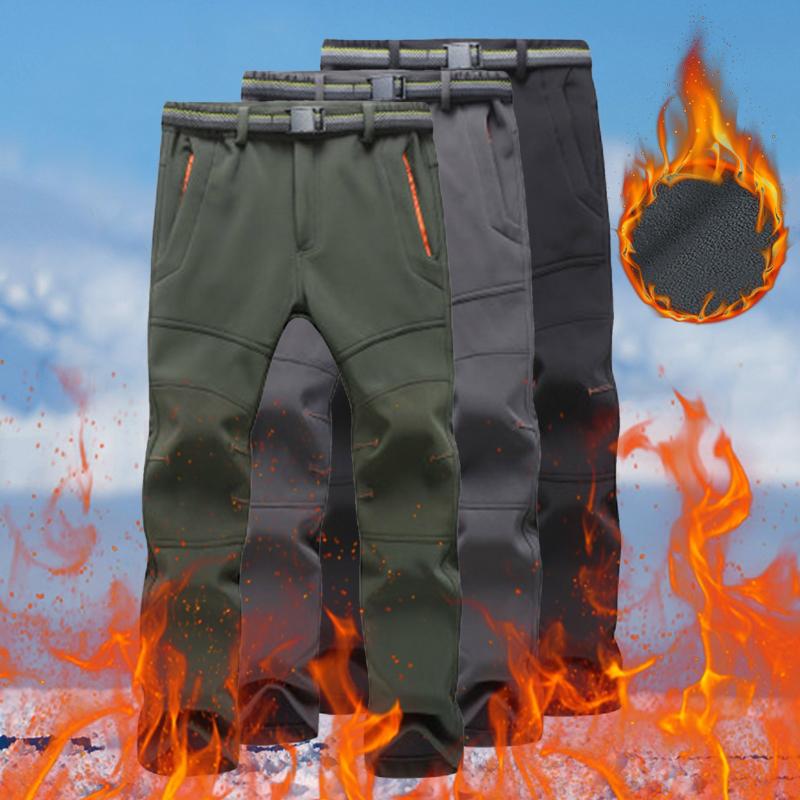 

Men's Pants Men Winter Hiking Trekking Fishing Camping Climbing Run Trousers Plus Size Oversized Waterproof Outdoor Fleece Pants#RU, Black