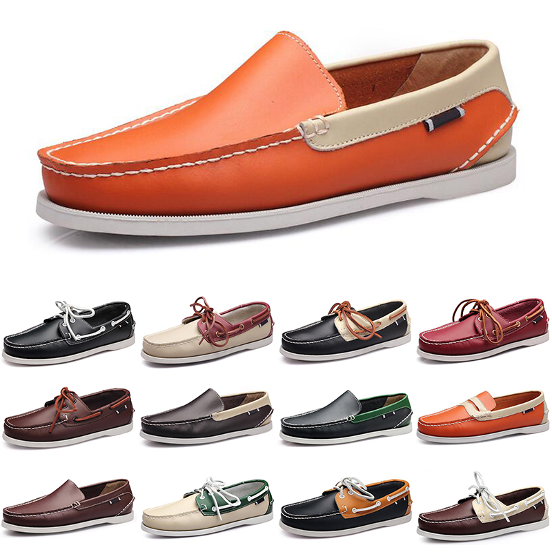 

men casual shoes loafers leather sneakers bottom low cut classic triple beige orange dress shoe mens trainer, # 11