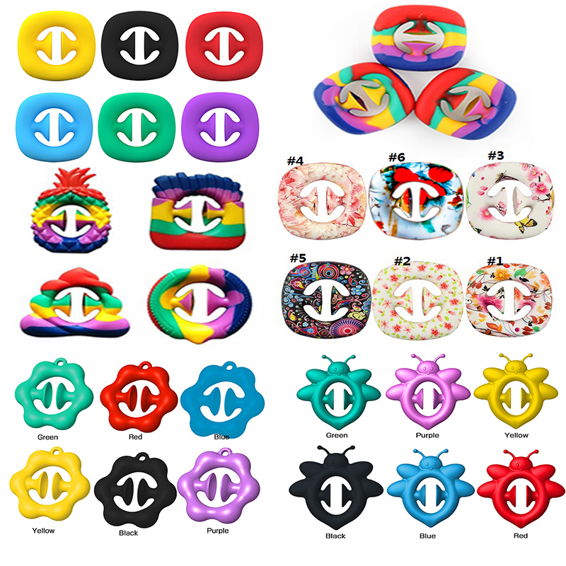 

Rainbow Snap Fidget Toys Grab Sensory Silicone Anti Stress Hand Grip Toy Ball Snappers Fidget Squeezy Decompression Ring Push Bubble Home
