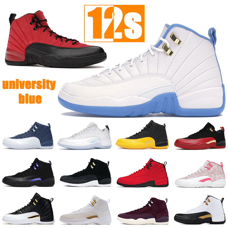 

Top university blue 12 12s men women basketball shoes reverse flu gameBlack Dark Concord black gold mens sneakers trainers US 5.5-13, Bubble wrap packaging