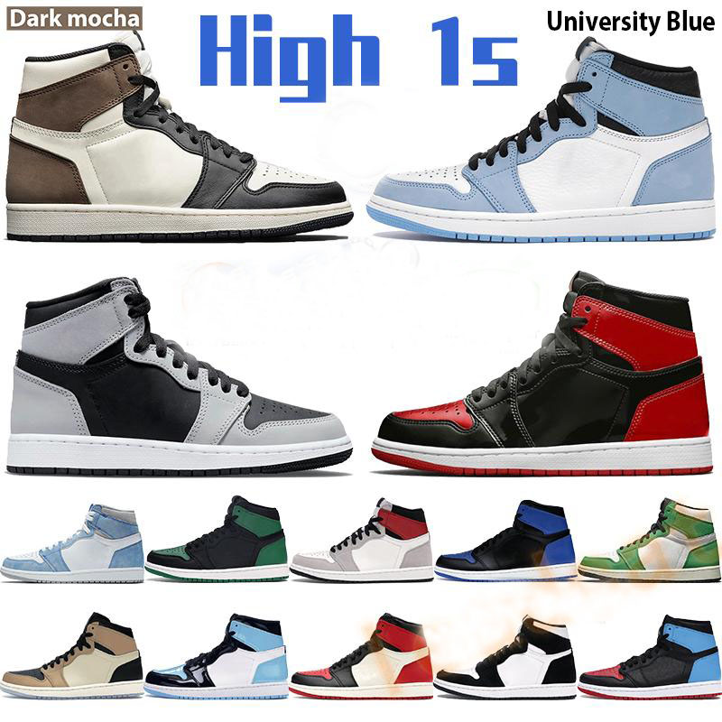 

University blue 1 1s basketball shoes men women sneakers patent bred hyper royal dark mocha twist shadow black white chicago lucky green hig
