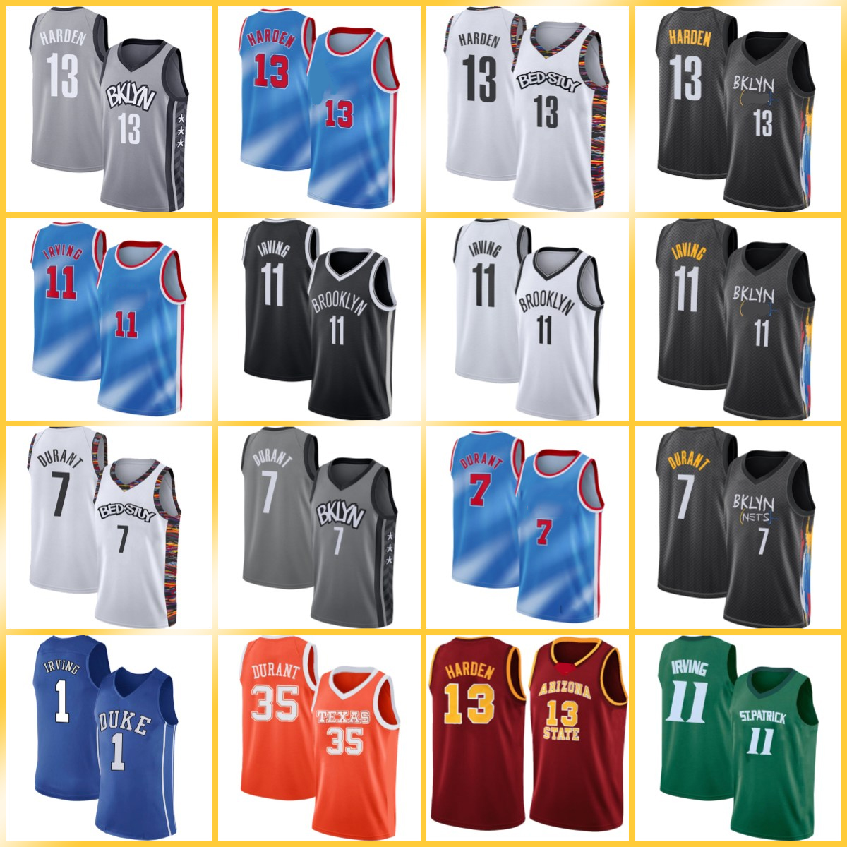 

Antetokounmpo 7 Kevin 11 Kyrie Durant 34 Giannis Irving 13 Harden Basketball Jerseys Men City Swingman Ne Brooklyn Icon ts Edition, Ncaa