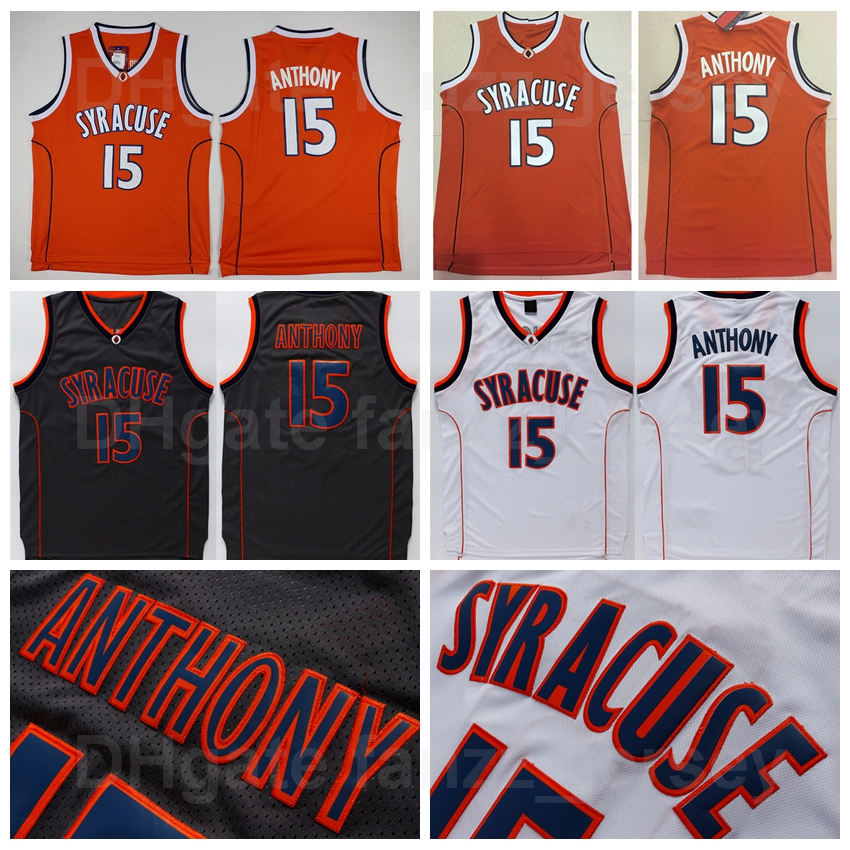 

NCAA College Basketball Syracuse Orange Camerlo Anthony Jersey University Black White Team Color All Stitched Breathable Shirt For Sport Fans Good Quality