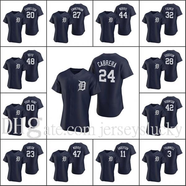 

Detroit\rTigers Men #24 Miguel Cabrera 28 Niko Goodrum 20 Spencer Torkelson 11 Anderson Custom Youth Navy Authentic 2020 Alternate Jersey, Blue;black