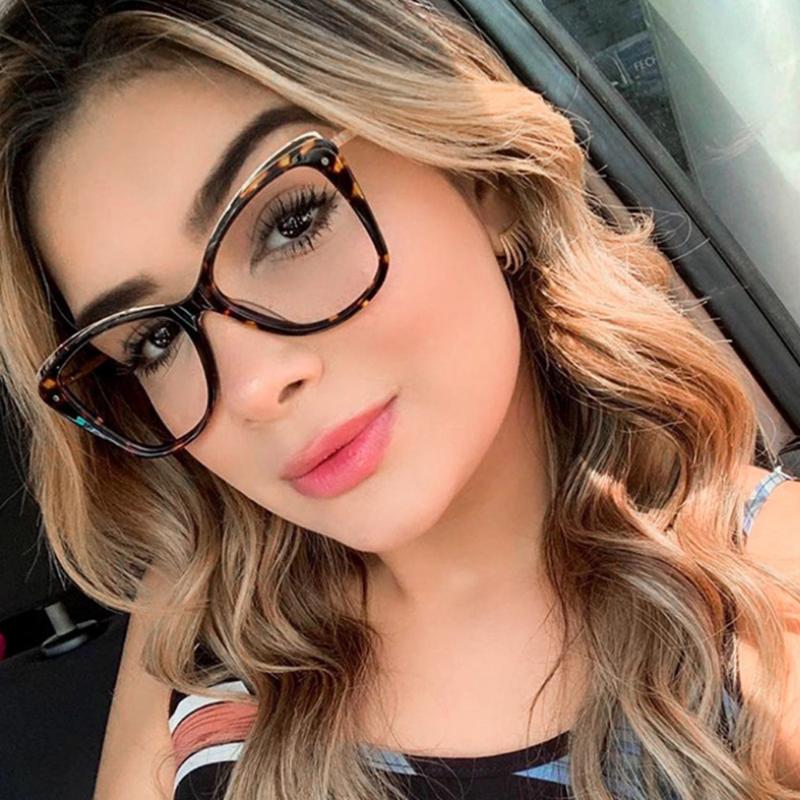 

Sunglasses 80083 TR90 Anti Blue Light Cat Eye Glasses Frame Spring Leg Optical Fashion Computer Eyeglasses For Men Women