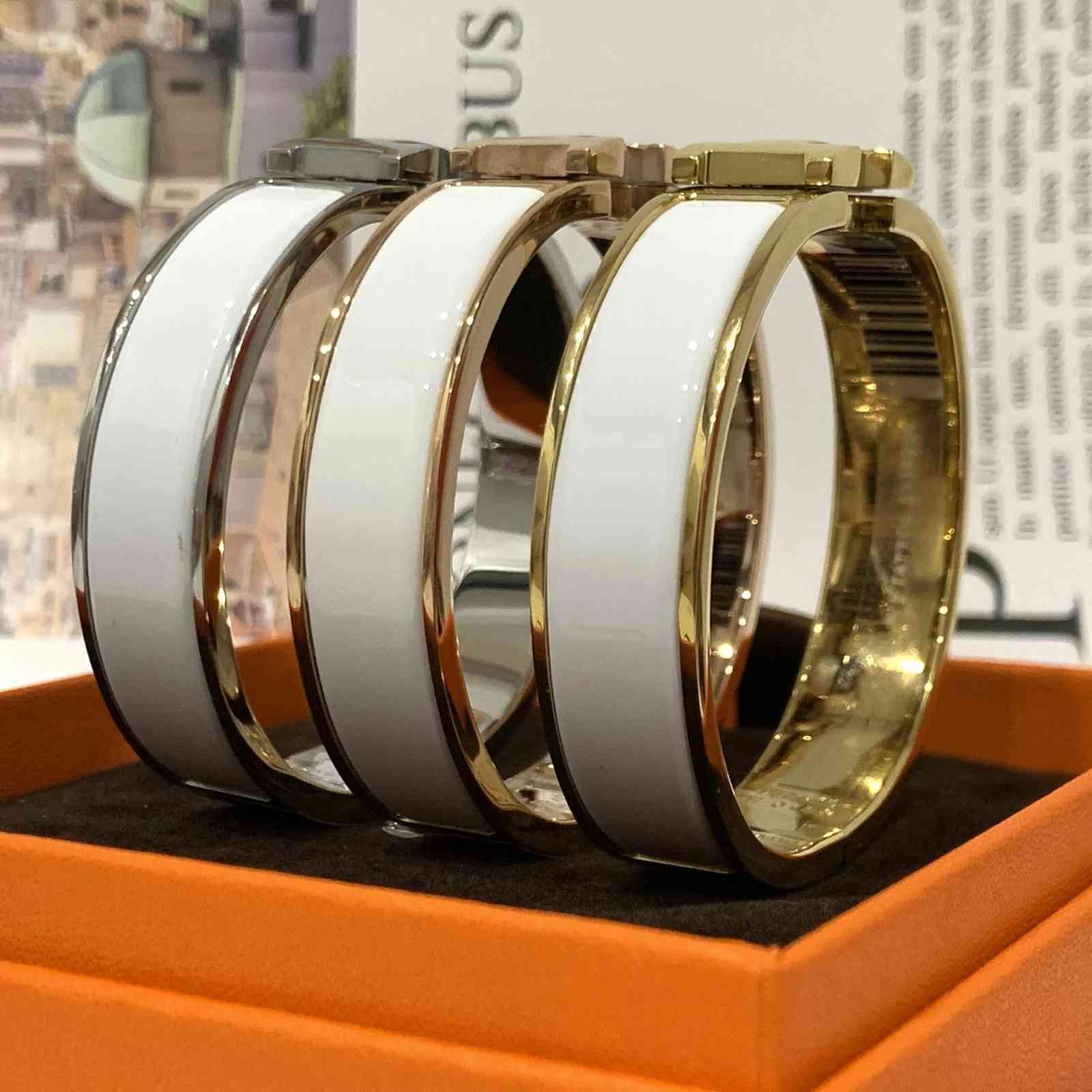 

charms enamel bangles Jewelry 18k gold Titanium Steel red black white 12Mm belt Fashion Mens Women H Letter brand Bracelet Party gift