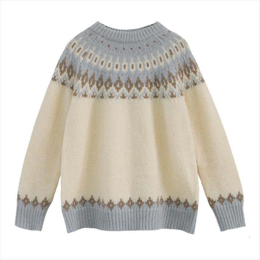 

harajuku winter fashion vintage womens sweater women geometric print o neck pullover long sleeve loose knitted oversize female, White;black