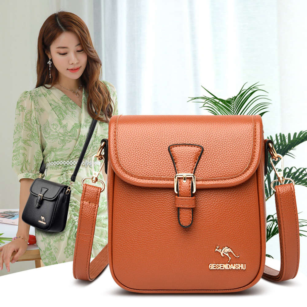 

Gerson Kangaroo Bag Women's 2021 Fashion Broadband Msenger Soft Leather Lightweight Large Capacity Lady, Yellow