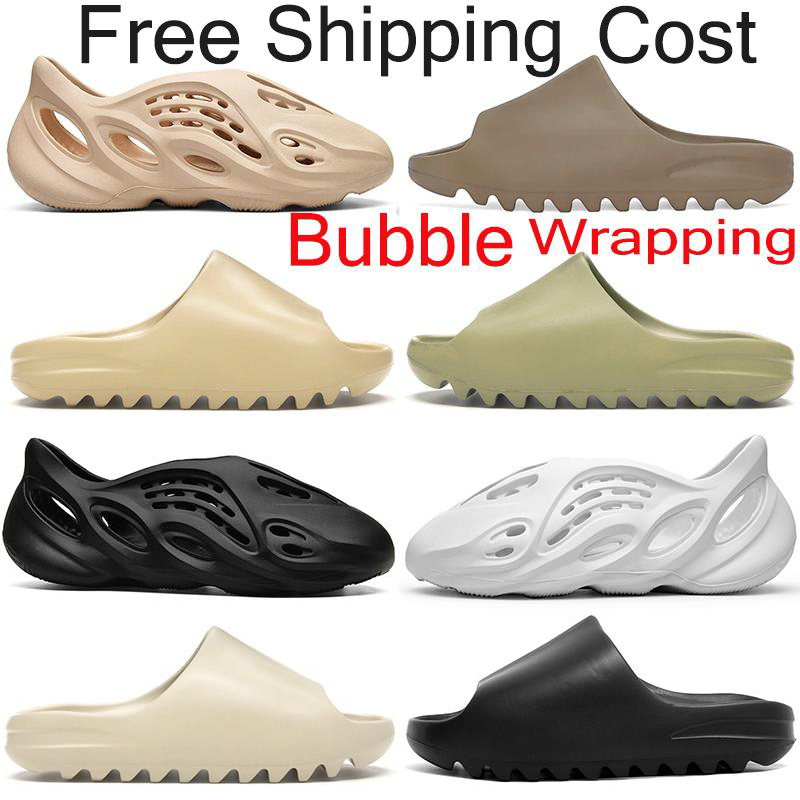 

wholesale kanye sandals shoes triple black white slides bone resin west desert sand earth brown west men womens slippers sneakers With Box