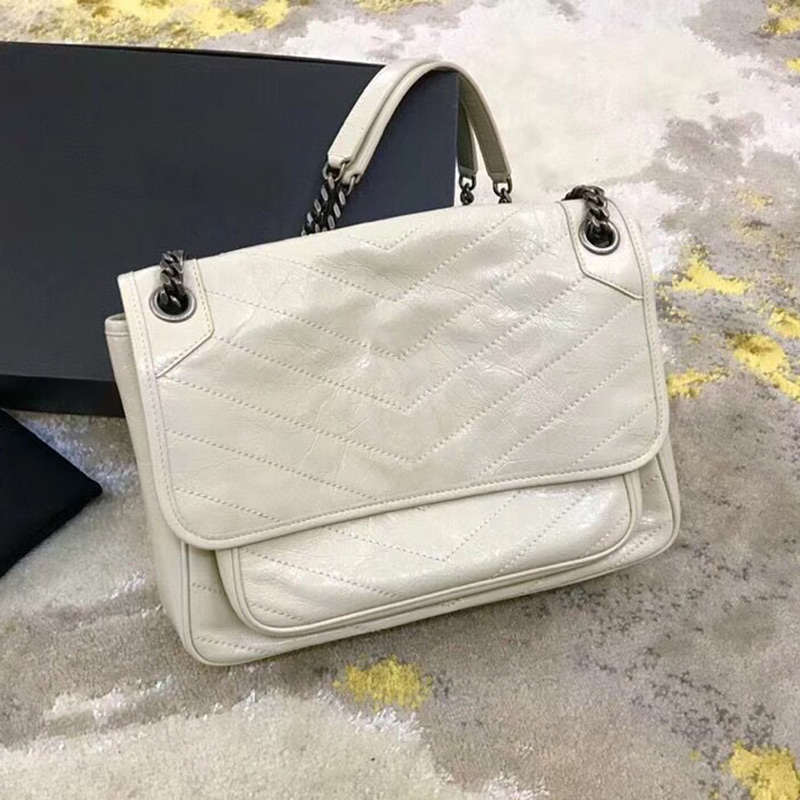 

Luxury handbags designer bags Top quality soft leather large shoulder bag women aged calfskin purse crossbody niki chain bag, Green