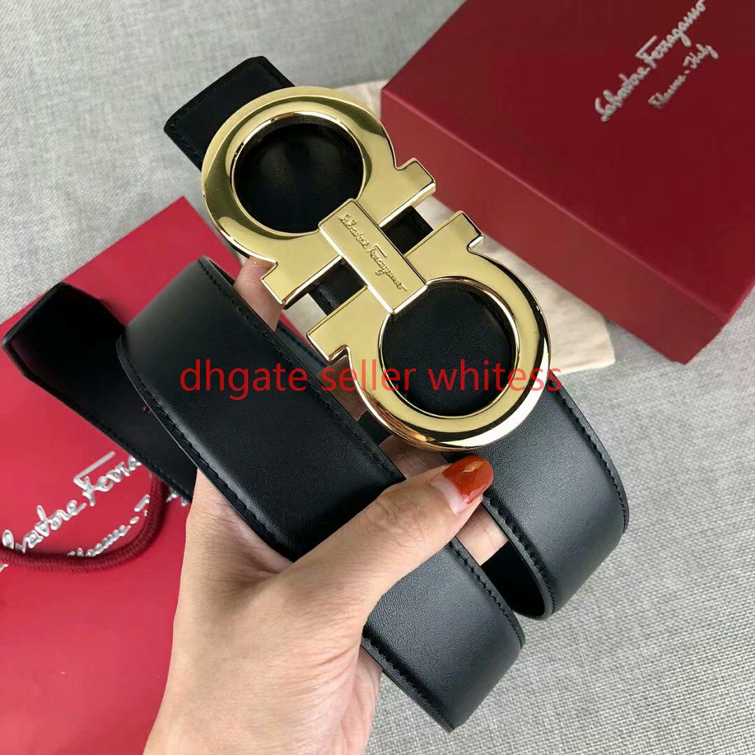 

With box luxury designers dust bags Ferragamo white black golden sliver hardware belts louis vitton high quality lv for men, Black;brown