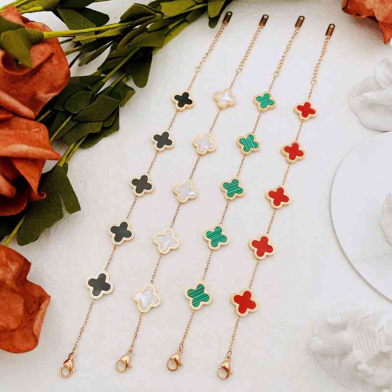 

Titanium steel five flower four leaf clover Bracelet female rose gold bracelet Japane and Korean version ins simple personality niche dign
