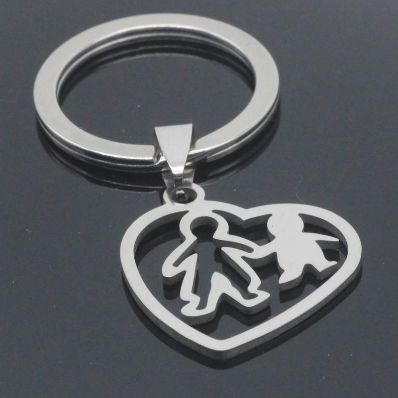 

Keychains Lovely Boy And Girl Keychain Arrival Stainless Steel Jewelry For Family Drop YP7059