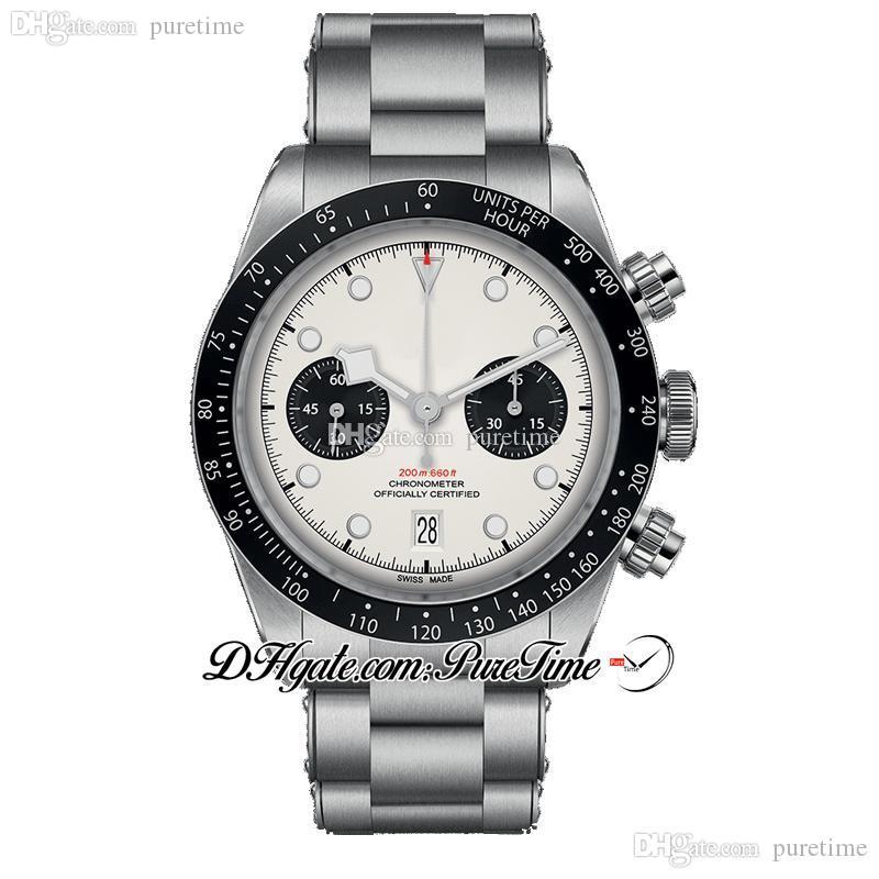 

79360 A21J Automatic Mens Watch 42mm White Dial Black Subdial Stainless Steel Bracelet Sposts Watches No Chornograph All Smalldial Work Puretime F01D4, Customized waterproof service