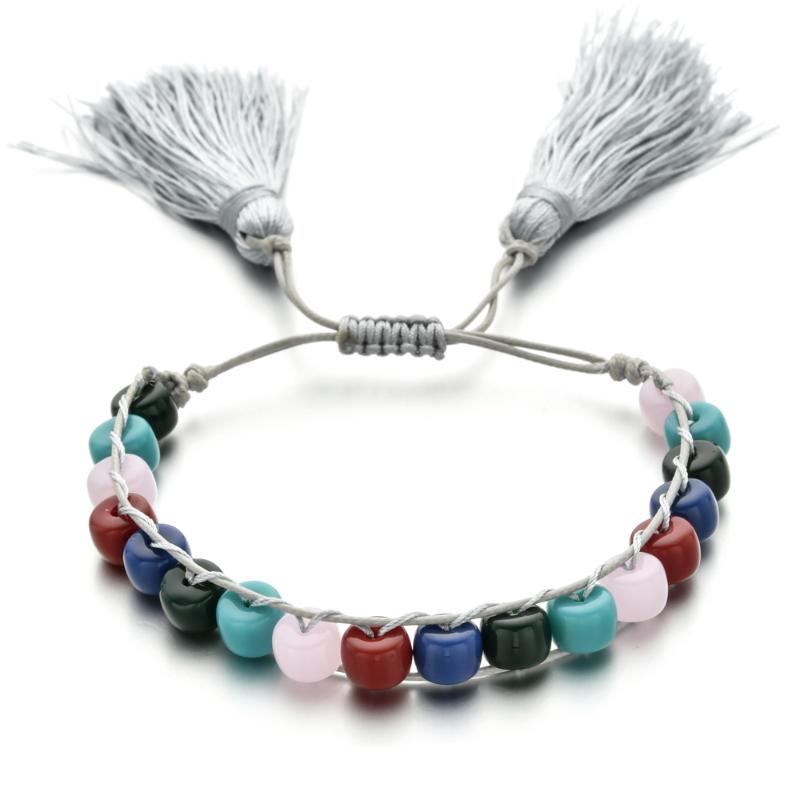 

Charm Bracelets Boho Cute Handmade Woven Tassel Bracelet Beads Braided Gifts Vintage Friendship For Women Girls