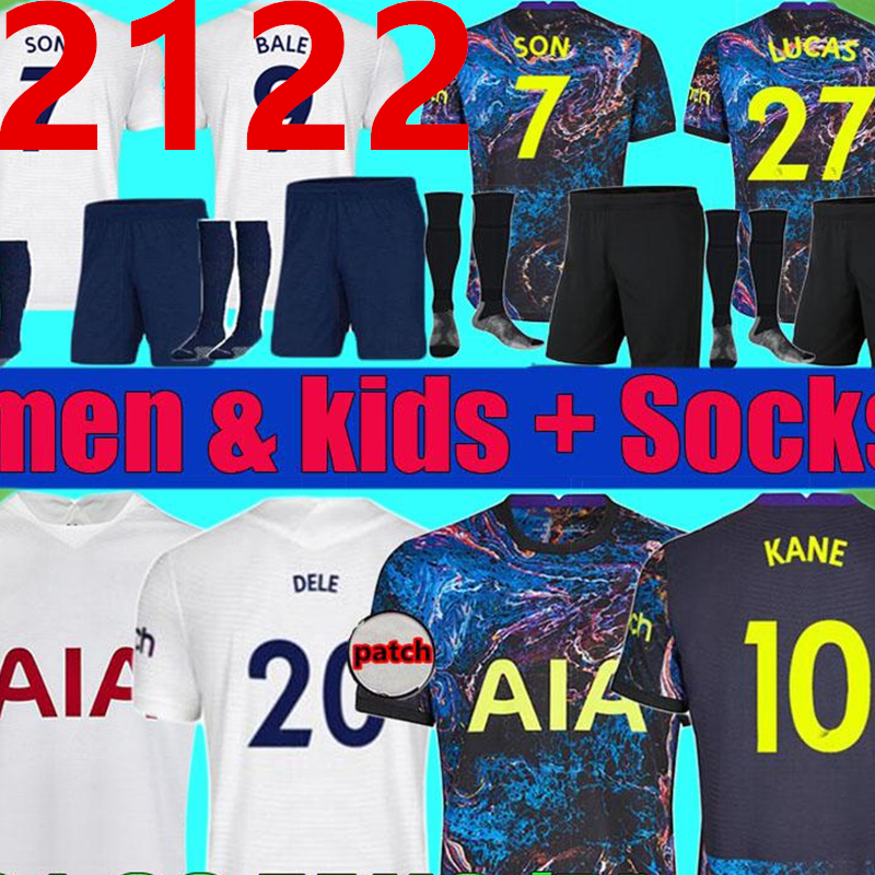 

2021 2022 DELE SON TOTTENHAM BALE KANE soccer jersey men kids set 21 22 HOJBJERG BERGWIJN LO CELSO SPURS LUCAS football shirt kit Socks uniforms, Wine red