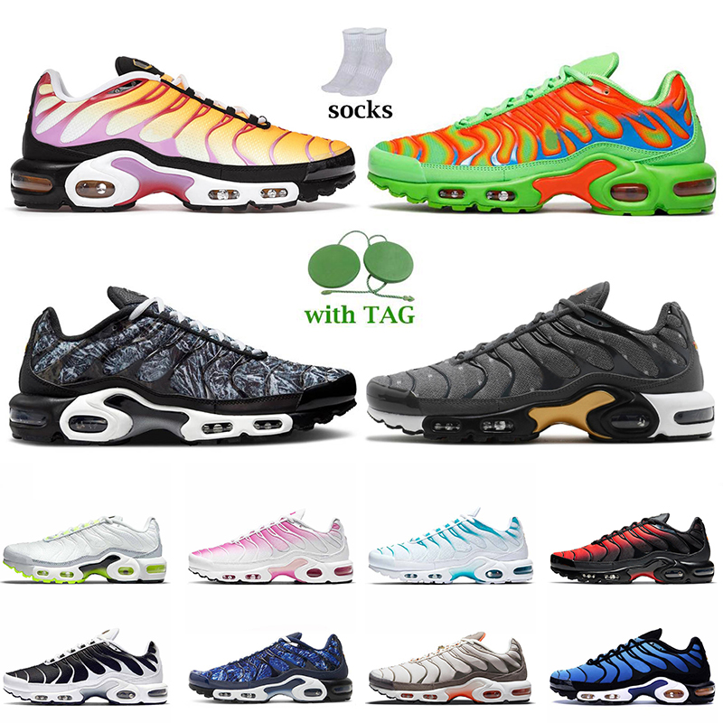 

2022 Classic tn plus Running Shoes top quality Volt Black White Hyper blue Oreo Metallic Gold Sherbert Mean Green Chaussures fashion Outdoor sports sneakers US 12, B47 woraldwide 40-46