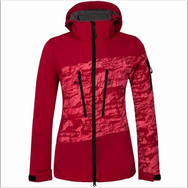 

Women' Jackets Spring And Autumn Outdoor Sports Mountaineering Soft Shell Clothing Warm Windproof Waterproof Fleece Jacket, Red