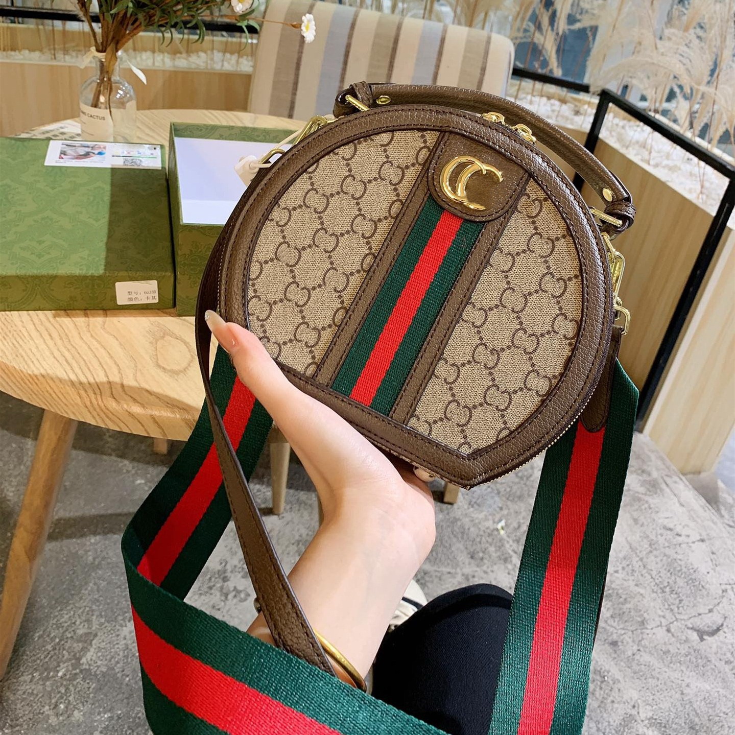 

Vintage real leather Ophidia Round crossbody bags lady totes handbags Luxurys Designers phone purses women fashion Saddle shoulder messenger bag