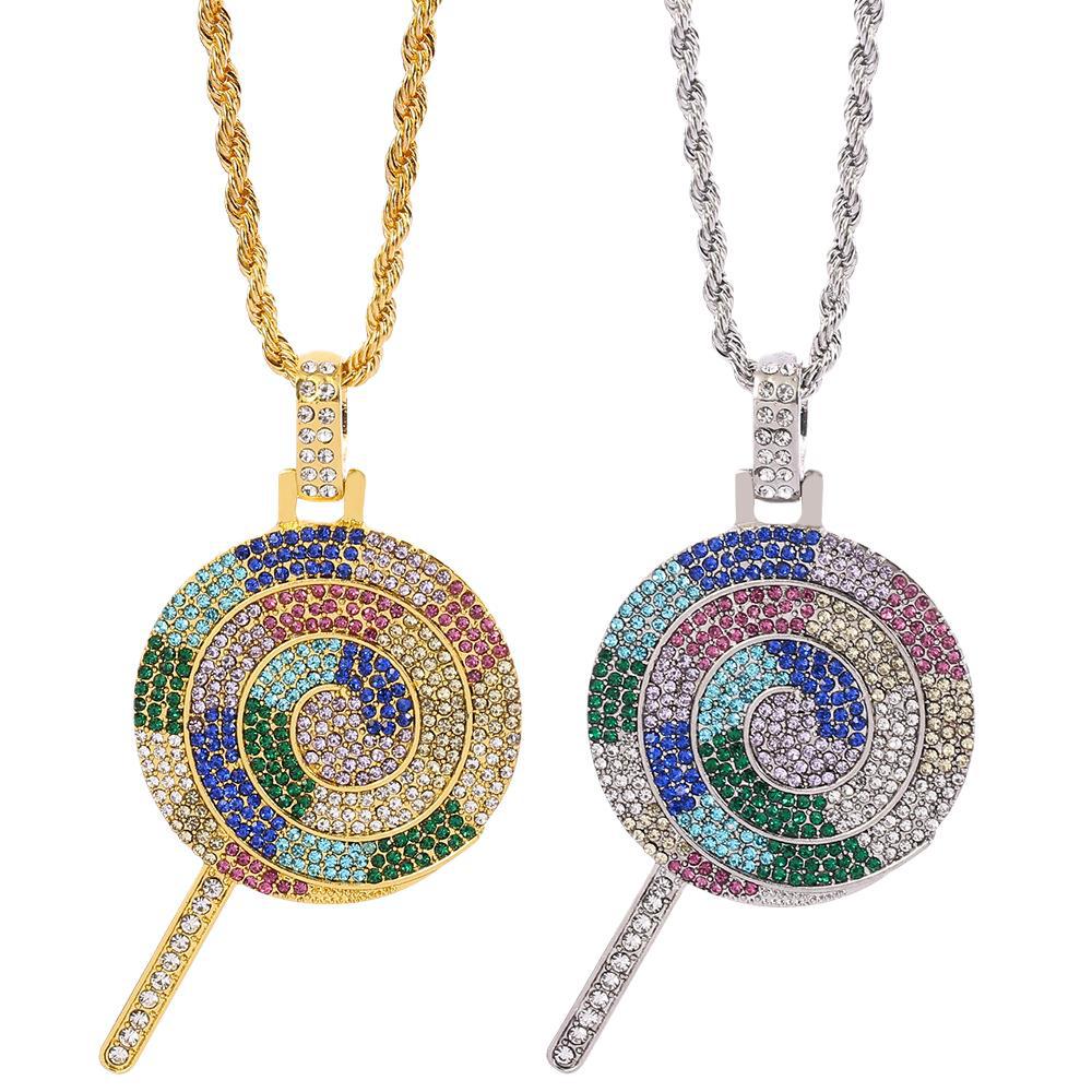 

diamond lollipop design metal necklace with pendant fashion trend gift anniversary party, Silver