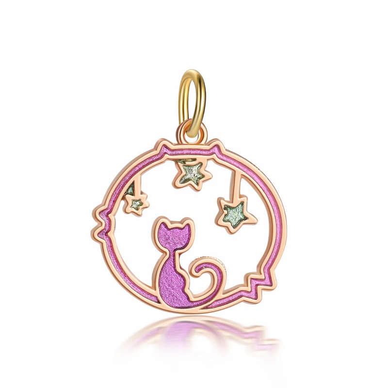 

Fits Pandora Bracelets 30pcs Gold Plated Cartoon Cat Charms Beads Silver Charms Bead For Women Diy European Necklace Jewelry