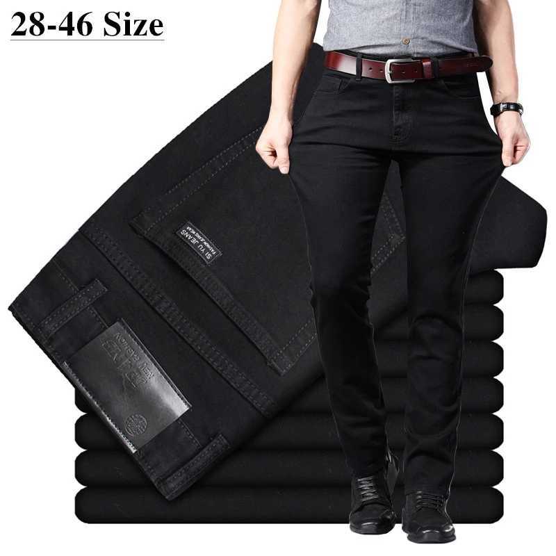 

Oversized Jeans 40 42 44 46 Men's Classic Black Elastic Slim Fit Denim Jean High Quality Business Casual Trousers Male Pants X0621