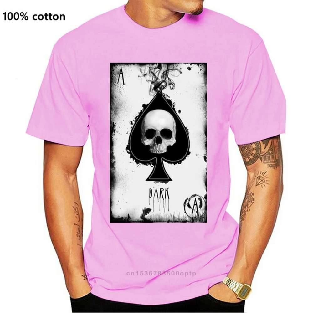 

polo shir Ace Of Spades Schedel T-shirt Serigraphed Rock Goth Punk Metal Biker Gothic Custom Graphic Tea Shirt, White;black