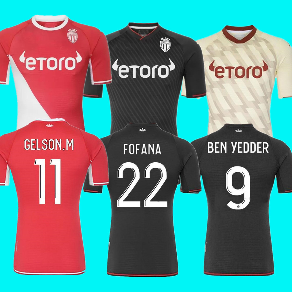

2021 2022 AS Monaco Soccer Jerseys Camisas de futebol BEN YEDDER JOVETIC GOLOVIN 21 22 GEUBBELS Masculino Crianças maillot foot Flocage JORGE men, Home patch