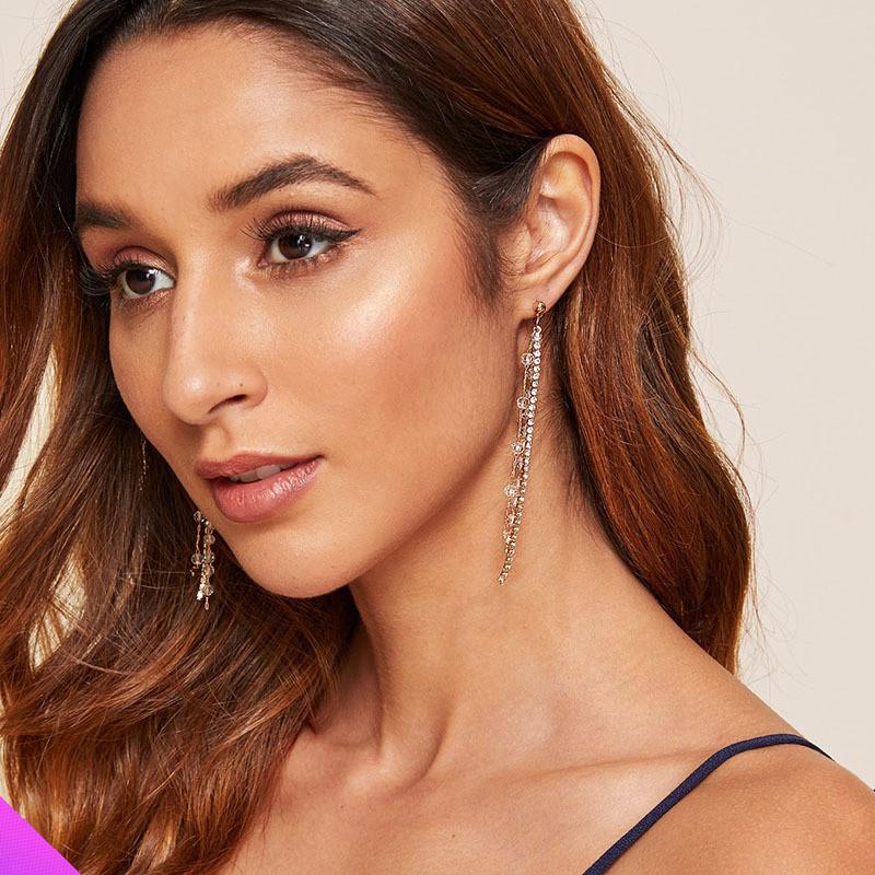 Crystal Long Tassel Earrings Classic Romantic Style Girl Ladies Jewelry Gift 2021 Stud-image-697116431