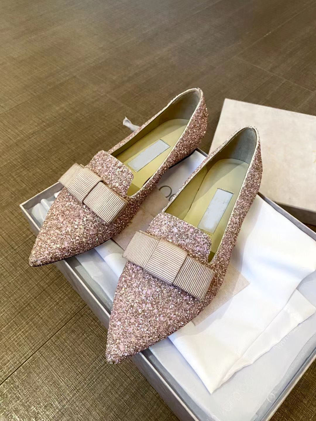 

Elegant Gala Glitter Sandals Flat Women's Jimmi Ballet Shoes Sexy Lady Girls Pointed Toe Ballerinas Comfort Party Wedding Soft Lazy Walking