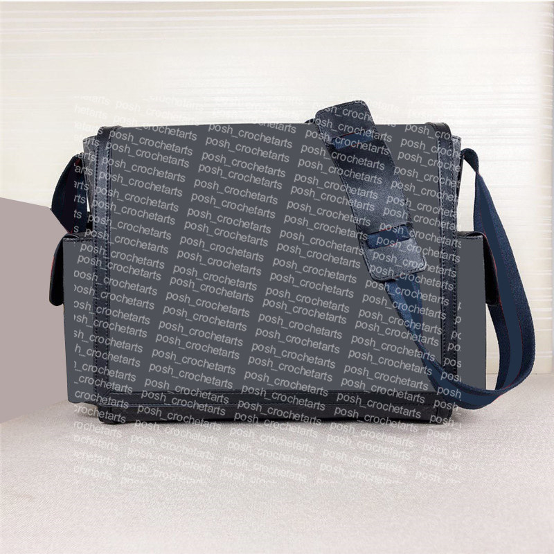 

Coated Canvas Flap Shoulder Bags Genuine Leather Trim Diaper Bag Comes With Mat Quality Baby Changing Bolsa, Black