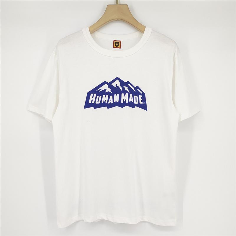 

Men' T-Shirts 280g Slub Cotton Men Women 1:1 Quality Snow Mountain Print Sbreathable Top Tees Inside Tag Human Made T Shirt