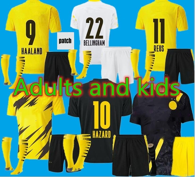 

2020 Borussia 2021 Adult men Kids Dortmund HAALAND soccer jerseys kit 20 21 HAZARD GOTZE REUS WITSEL PACO ALCACER Third set football shirt, Black