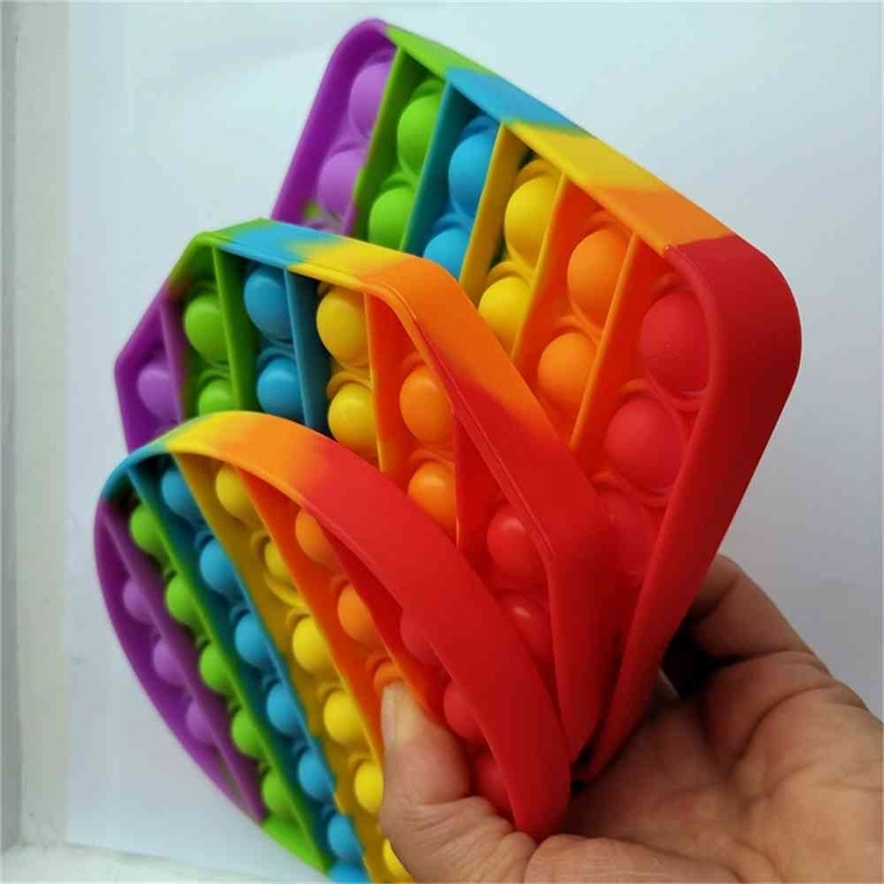 

Children Finger Toys Silicone Rainbow Tie Dye Color Fidget Pads Toy Push Bubble Pop-its Sensory Stress Relief Ball Desktop Game H41S6KN