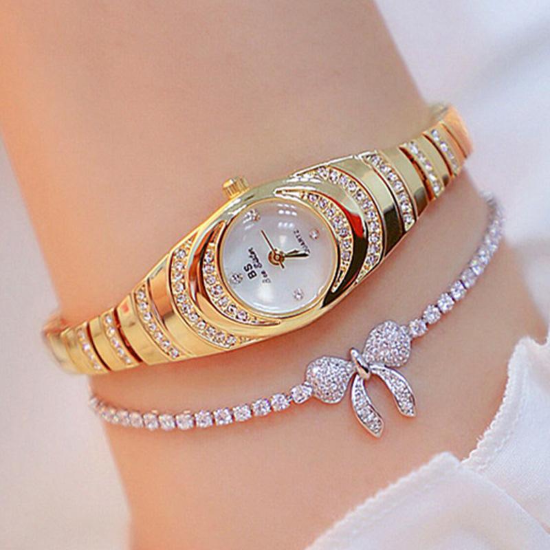 

Wristwatches Luxury Women Watches Bracelet Gold Watch Diamond Ladies Dress Wrist Crystal Bling Small Steel Belt Clock