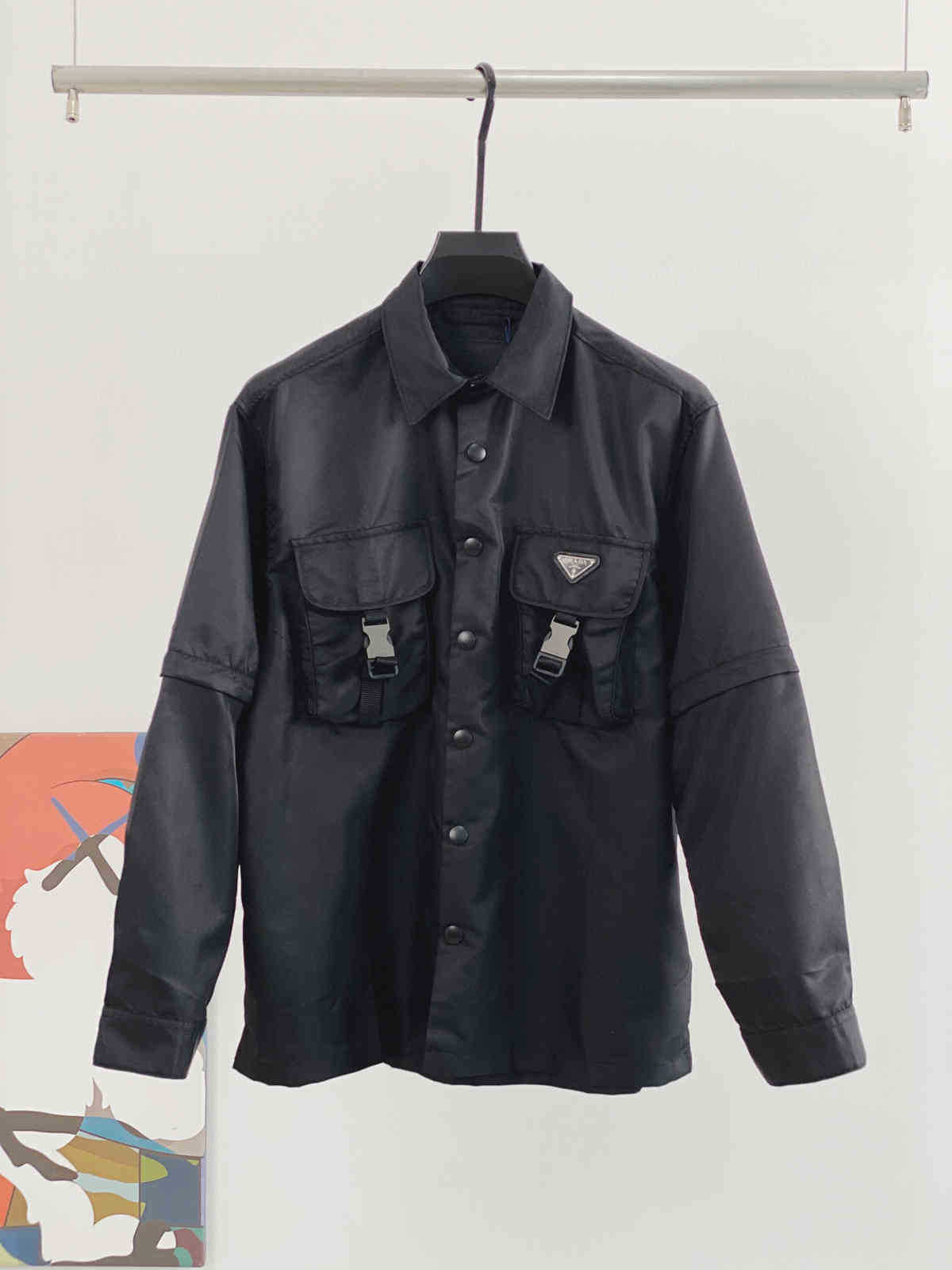 

tops 2021 United States European womens mens shirt casual brand short blouses Classic inverted triangle loose Imported high-quality nylon, Black