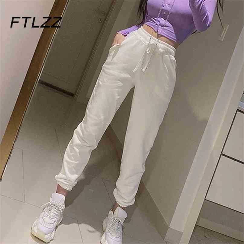 

Joggers Woman Sweatpants Spring Summer High Waist Long Pants Fashion Korean Drawstring 210525, Beige